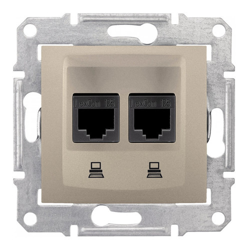 Розетка двойная компьютерная RJ45 Cat.5 Schneider Electric SEDNA, титан