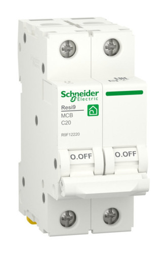 Автоматический выключатель Schneider Electric Resi9 2P 20А (C) 6кА, R9F12220